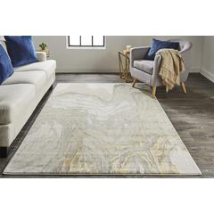 Waldor Absrtract Marble Print Rug, Goldenrod/Ivory, 5ft x 8ft Area Rug, 7353602FIVY000E10