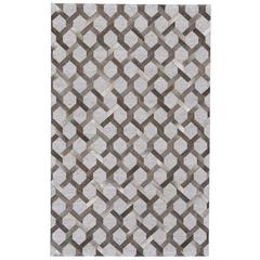 Fannin Handmade Leather Trellis Rug, Gray/Warm Taupe, 8ft x 11ft Area Rug, 7380752FSTLSTMG99