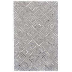 Fannin Handmade Diamond Leather Rug, Cool Gray/Taupe, 8ft x 11ft Area Rug, 7380754FBSQSTMG99