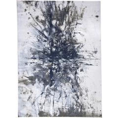 Gaspar Contemorary Abstract Splatter, SNow White/Ice Blue, 5ft-2in x 7ft-2in, 7873833FWHTGRYE80