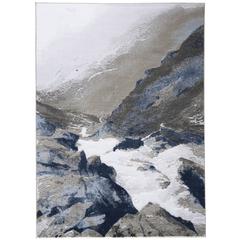 Gaspar Contemorary Abstract Rug, White/Ice Blue, 5ft-2in x 7ft-2in Area Rug, 7873838FGRYWHTE80