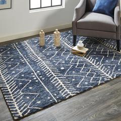 Colton Modern Mid-century Tribal Rug, Denim Blue, 5ft x 8ft Area Rug, 8748318FDNM000E10