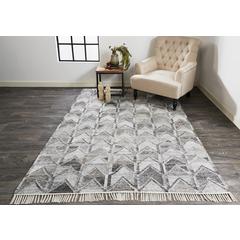 Beckett Eco-Friendly Moroccan Chevron Rug, Light/Dark Gray, 5ft x 8ft Area Rug, 8900813FGRY000E10
