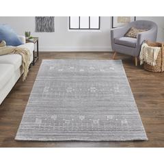 Legacy Contemporary Gabbeh Rug, Opal Gray/Ivory, 5ft - 6in x 8ft - 6in Area Rug, 9836579FGRY000E50