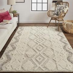 Anica Premium Wool Tufted Rug, Moroccan Style, Ivory/Gray, 4ft x 6ft Accent Rug, ANC8006FGRY000C00