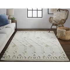 Anica Moroccan Wool Rug w/Ornamental Diamonds, Ivory/Tan, 4ft x 6ft Accent Rug, ANC8011FIVY000C00
