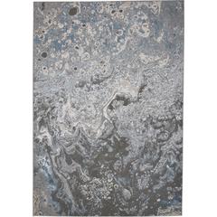 Azure Modern Metallic Oil Slick Rug, Silver Gray/Teal, 5ft x 8ft Area Rug, AZR3405FSLVBLUE10
