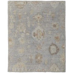 Transitional Floral & Botanical, Blue/Gray/Yellow, 5'-6" x 8'-6" Area Rug