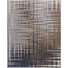 Clio Modern Abstract, Blue/Orange/Gray, 7'-9" x 10' Area Rug