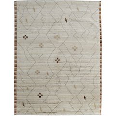 Kasbah Transitional Moroccan, Ivory/Tan/Orange, 7'-9" x 9'-9" Area Rug