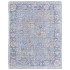 Transitional Floral & Botanical, Blue/Yellow/Orange, 3'-6" x 5'-6" Accent Rug