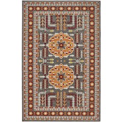 Foster Vinatge Style Kilim, Vermillion Orange/Gray, 10ft x 13ft - 2in Area Rug, FST3754FORNGRYH13