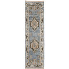 Fillmore Traditional Medallion, Blue/Green, 2'-6" x 12' Runner