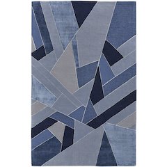 Nash Modern Geometric, Blue/Silver, 5' x 8' Area Rug