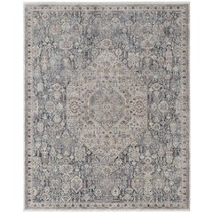 Marquette Transitional Medallion, Blue/Ivory, 4' x 5'-3" Accent Rug