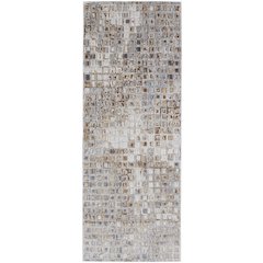 Laina Transitional Geometric, Tan/Ivory/Blue, 3' x 12' Runner