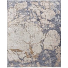 Laina Transitional Abstract, Tan/Blue, 4' x 6' Accent Rug