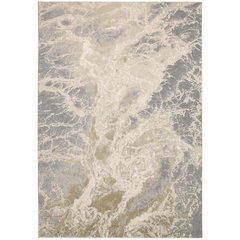Aura Modern Abstract, Ivory/Silver/Gold, 3'-11" x 6' Accent Rug