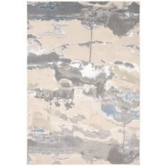 Azure Modern Watercolor, Ivory/Gray/Blue, 9'-2" x 12' Area Rug