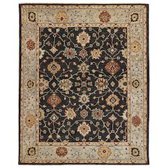 Carrington Traditional Oushak Area Rug, Geo Floral, Black/Gold, 5ft-6in x 8ft-6in, 9826500FCHLLBLE50