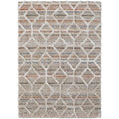 Mynka Transitional Diamond, Tan/Taupe/Ivory, 5' x 8' Area Rug