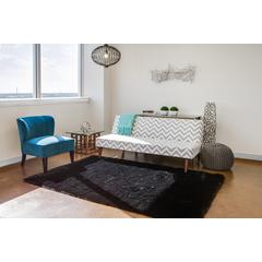 Indochine Plush Shag Rug with Metallic Sheen, Noir Black, 7ft-6in x 9ft-6in Area Rug, 4944550FBLK000F50