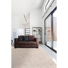 Enzo Minimalist Maze Wool Rug, Ivory/Natural Tan, 8ft x 11ft Area Rug, 7428737FIVYNATG99