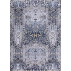 Gaspar Modern Abstract Deco, Ice Blue/Navy Blue, 6ft-7in x 9ft-6in Area Rug, 7873834FLBLSLGF05