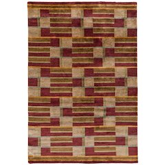 Keystone Transitional Stripes, Gold/Green/Red, 5'-6" x 8'-6" Area Rug