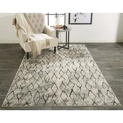 Kano Contemporary Distressed Rug, Ivory/Charcoal, 5ft - 3in x 7ft - 6in Area Rug, 8643872FSNDCHLE76