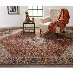 Caprio Space Dyed Medallion Rug, Rust/Tan/Black, 6ft-7in x 9ft-6in Area Rug, 9203960FRST000F05