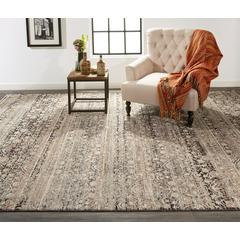 Caprio Space Dyed Ornamental Area Rug, Ink Blue/Beige/Rust, 6ft-7in x 9ft-6in, 9203961FSTN000F05