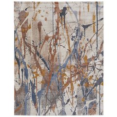 Gilmore Modern Watercolor, Blue/Orange/Gray, 10' x 14' Area Rug