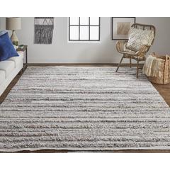 Alden Contemporary Bohemian Shag Rug, Gray/Red/Yellow, 9ft x 12ft Area Rug, ALD8637FMLT000G00