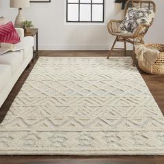 Anica Moroccan Chevorn Wool Tufted Rug, Ivory/Chambray Blue, 5ft x 8ft Area Rug, ANC8005FBLU000E10