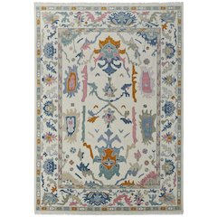 Karina Transitional Floral & Botanical, Ivory/Blue/Pink, 7'-9" x 9'-9" Area Rug