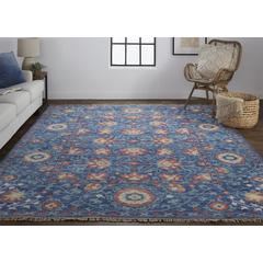 Beall Luxury Wool Rug, Ornamental Floral, Blue, 5ft-6in x 8ft-6in Area Rug, BEA6713FBLU000E50