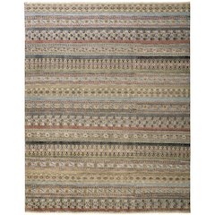 Payton Tribal Rug, Khaki Tan/Terracotta/Blue, 5ft - 6in x 8ft - 6in Area Rug, 9806498FPNKMLTE50