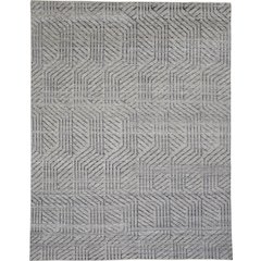 Vivien Architectural Hand Knot Wool Area Rug, Opal Gray/Asphalt Gray, 5ft x 8ft, 8046556FBGE000E10