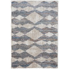 Mynka Transitional Diamond, Tan/Ivory/Blue, 10' x 14' Area Rug