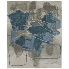 Anya Transitional Abstract, Blue/Gray/Ivory, 3'-6" x 5'-6" Accent Rug