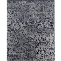 Whitton Modern Abstract, Black/Gray/Ivory, 9' x 12' Area Rug