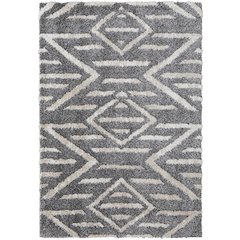 Mynka Transitional Diamond, Gray/Ivory, 4' x 6' Accent Rug
