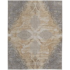 Celene Traditional Medallion, Silver/Tan/Gray, 7'-9" x 10' Area Rug