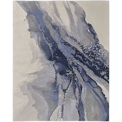 Clio Modern Abstract, Blue/Gray/Ivory, 12' x 15' Area Rug