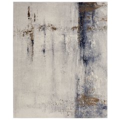 Clio Modern Abstract, Ivory/Blue/Brown, 7'-9" x 10' Area Rug