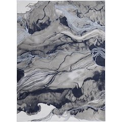 Gaspar Modern Abstract, Blue/Gray/Ivory, 6'-7" x 9'-6" Area Rug