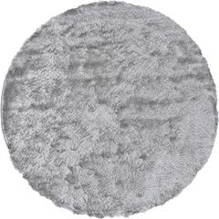 Indochine Plush Shag Rug with Metallic Sheen, Platinum/Gray, 10ft x 10ft Round, 4944550FPLA000N95