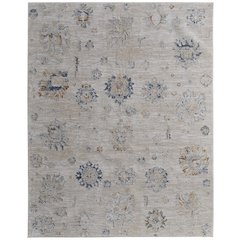 Transitional Floral & Botanical, Taupe/Ivory/Blue, 7'-10" x 10'-3" Area Rug