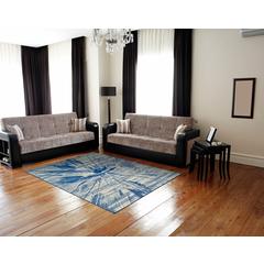 Brixton Contemporary Sunburst Print Rug, Cobalt Blue, 6ft-7in x 9ft-6in Area Rug, 6163601FCBT000F05